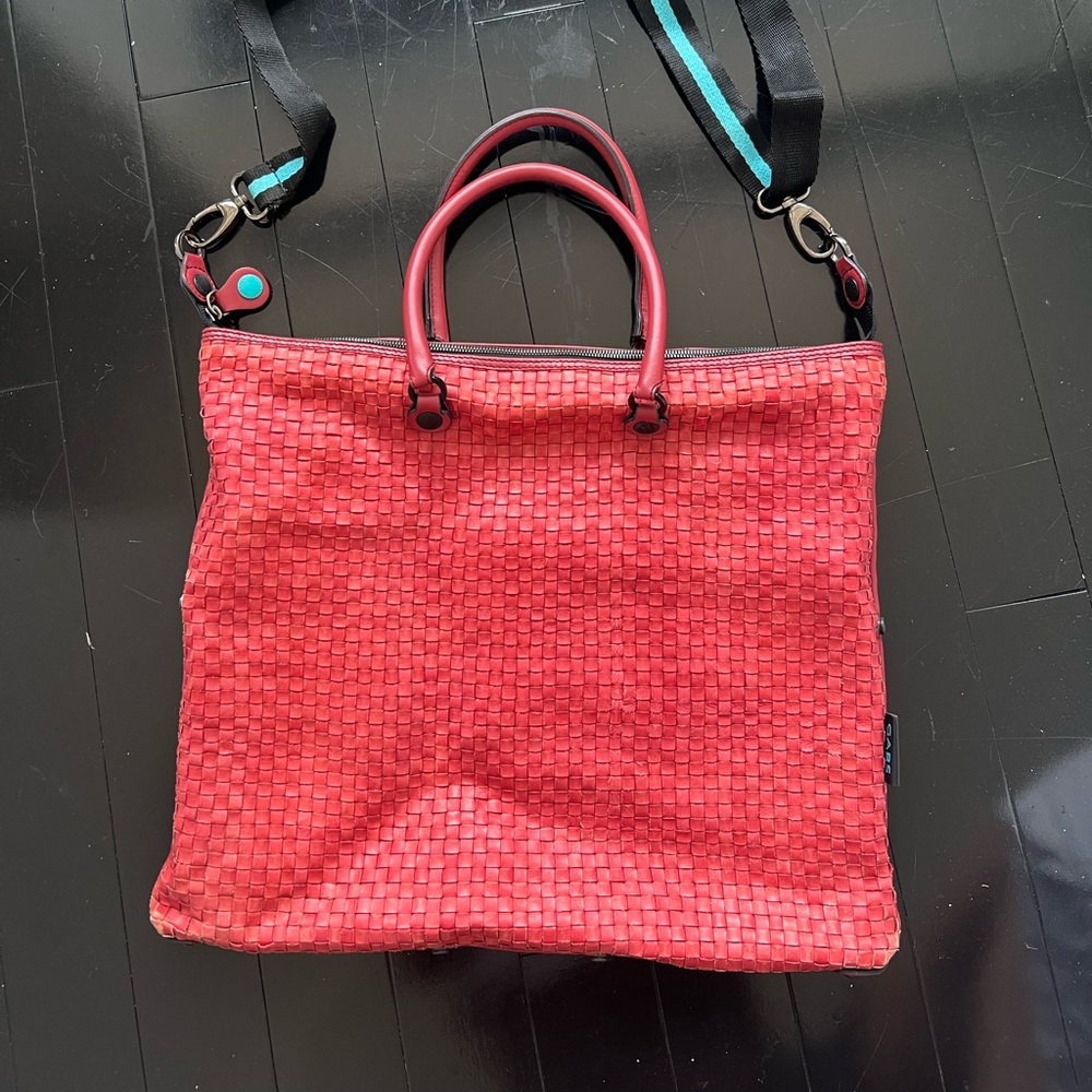Gabs Genuine Red Leather Handbag with Strap (Made in Italy)